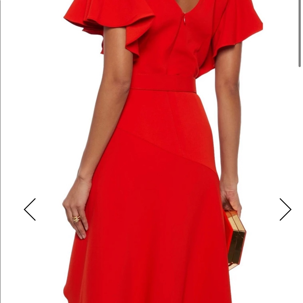 Badgley Mischka Red Asymmetrical Ruffle Dress. Worn once.